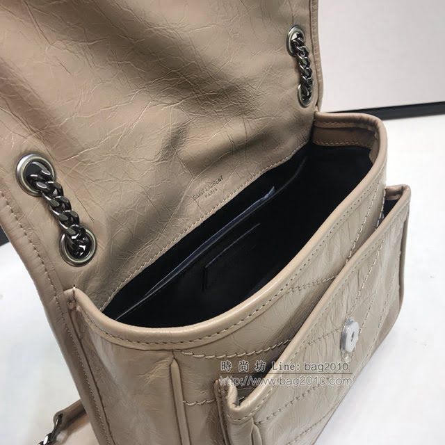 YSL爆款女士包包 聖羅蘭經典款Niki油蠟抓皺牛皮小號郵差包 YSL肩背斜挎包 533037  jjh1177